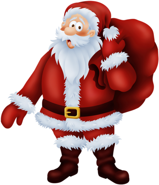 Jolly Santa Claus Carrying Gifts PNG