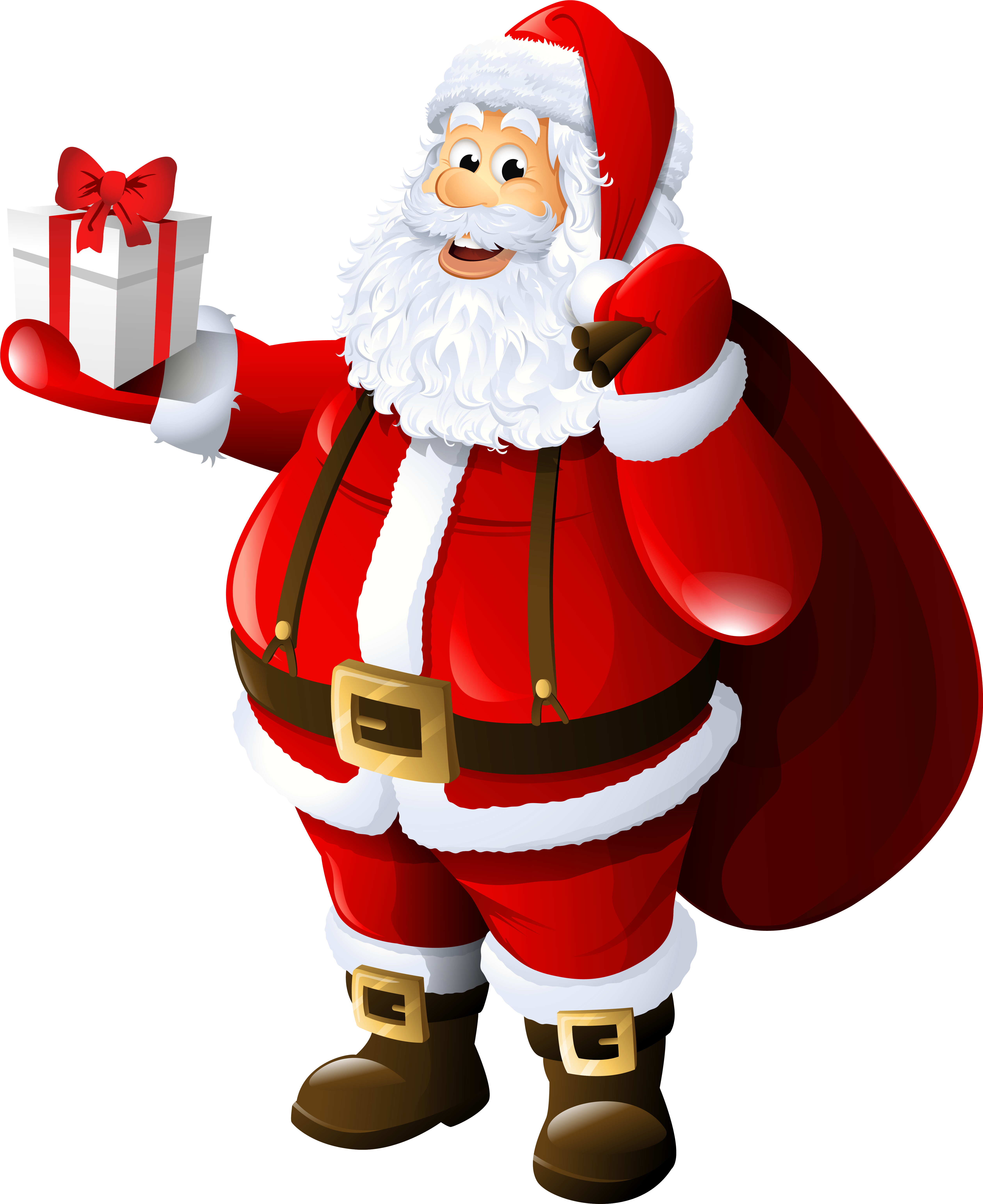 Jolly Santa Clauswith Gift PNG