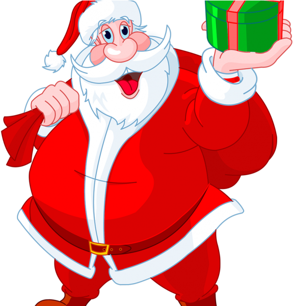 Jolly Santa Clauswith Gift PNG