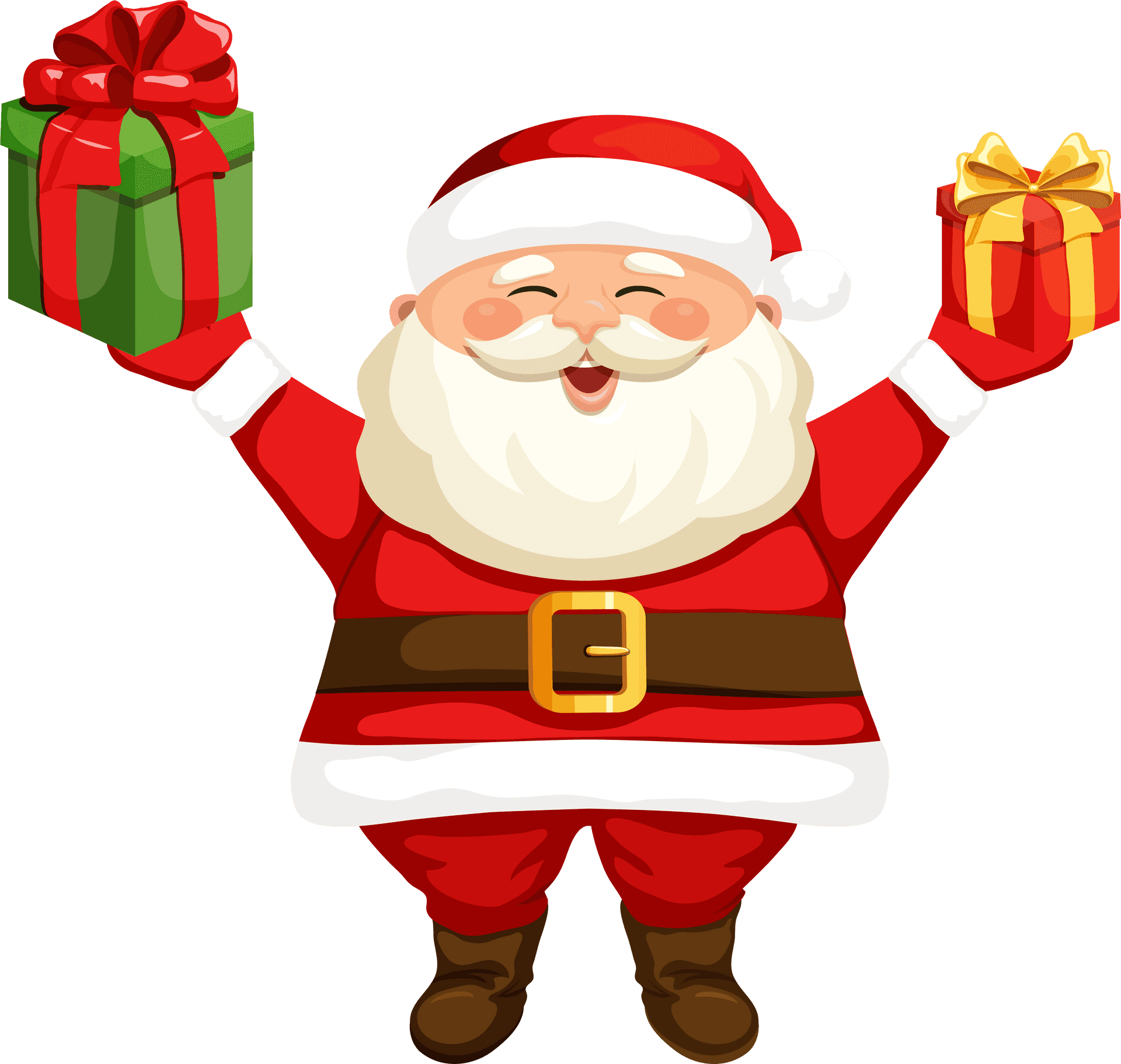 Jolly Santa Clauswith Gifts PNG