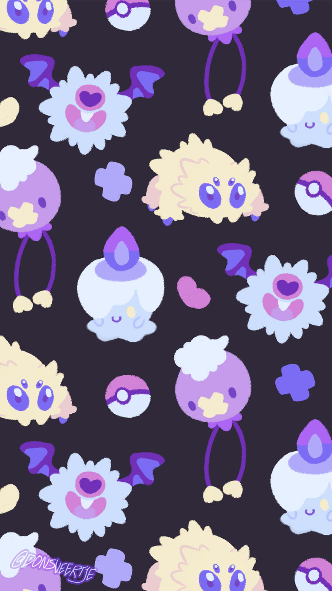 Joltik With Woobat, Litwick, And Drifloon Wallpaper
