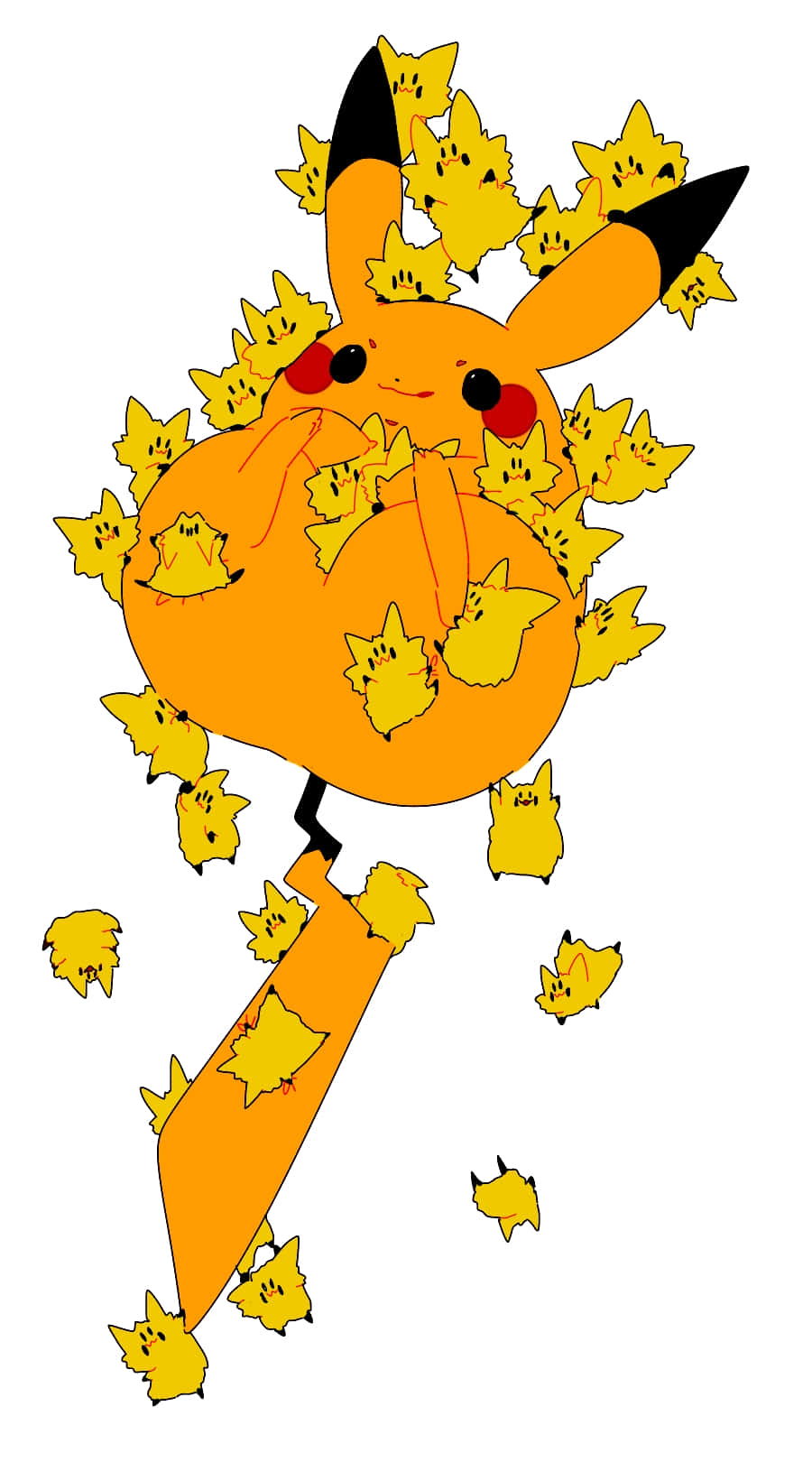 Joltik Creatures Encircling Pikachu Wallpaper