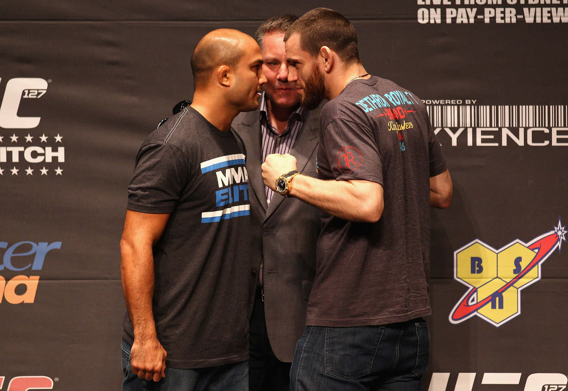 Jon Fitch og BJ Penn pressekonference UFC 127. Wallpaper