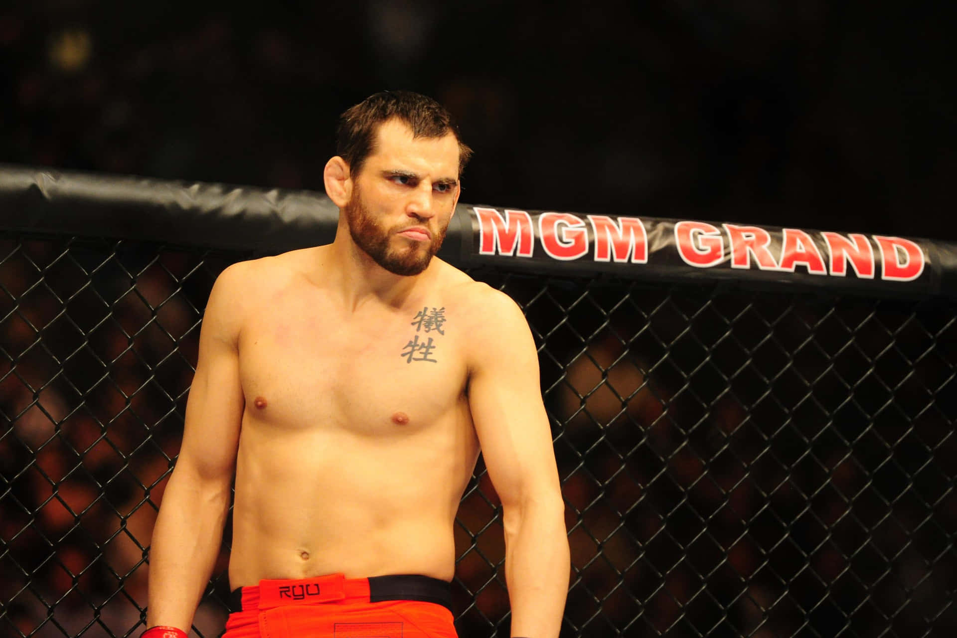 Intense UFC Fighter Jon Fitch at the MGM Grand Garden Arena Wallpaper