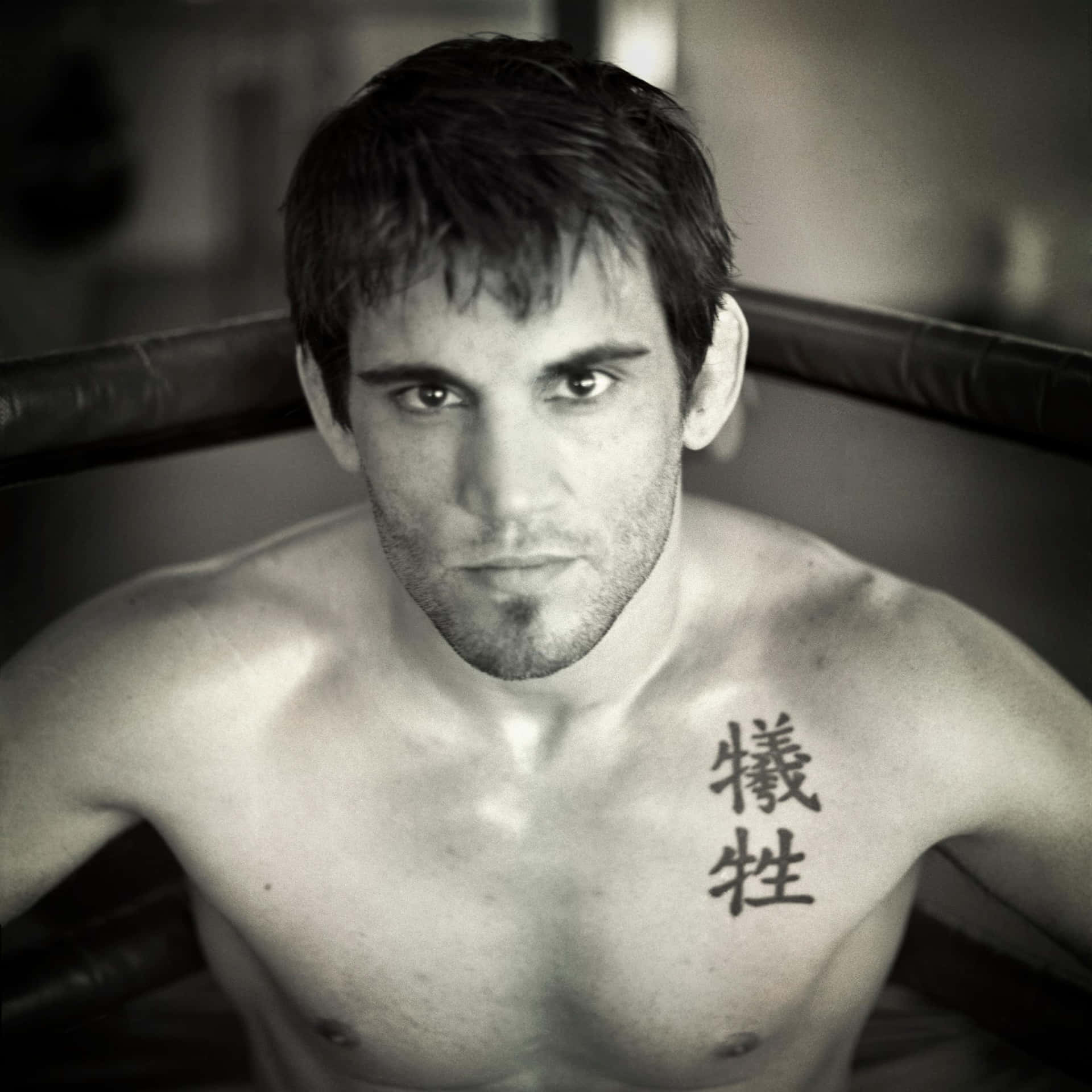 Jon Fitch UFC Fighter Portrait Grayscale Wallpaper