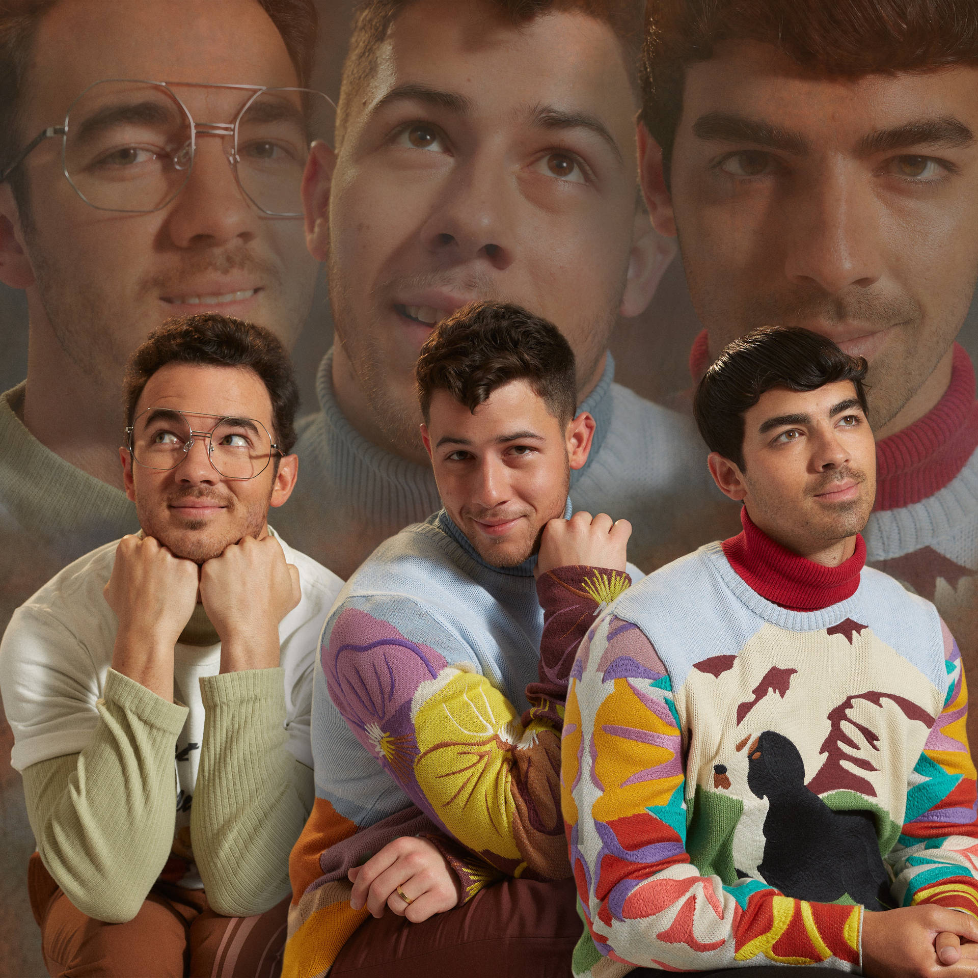 Jonas Brothers Humorous Nerdy Look Background