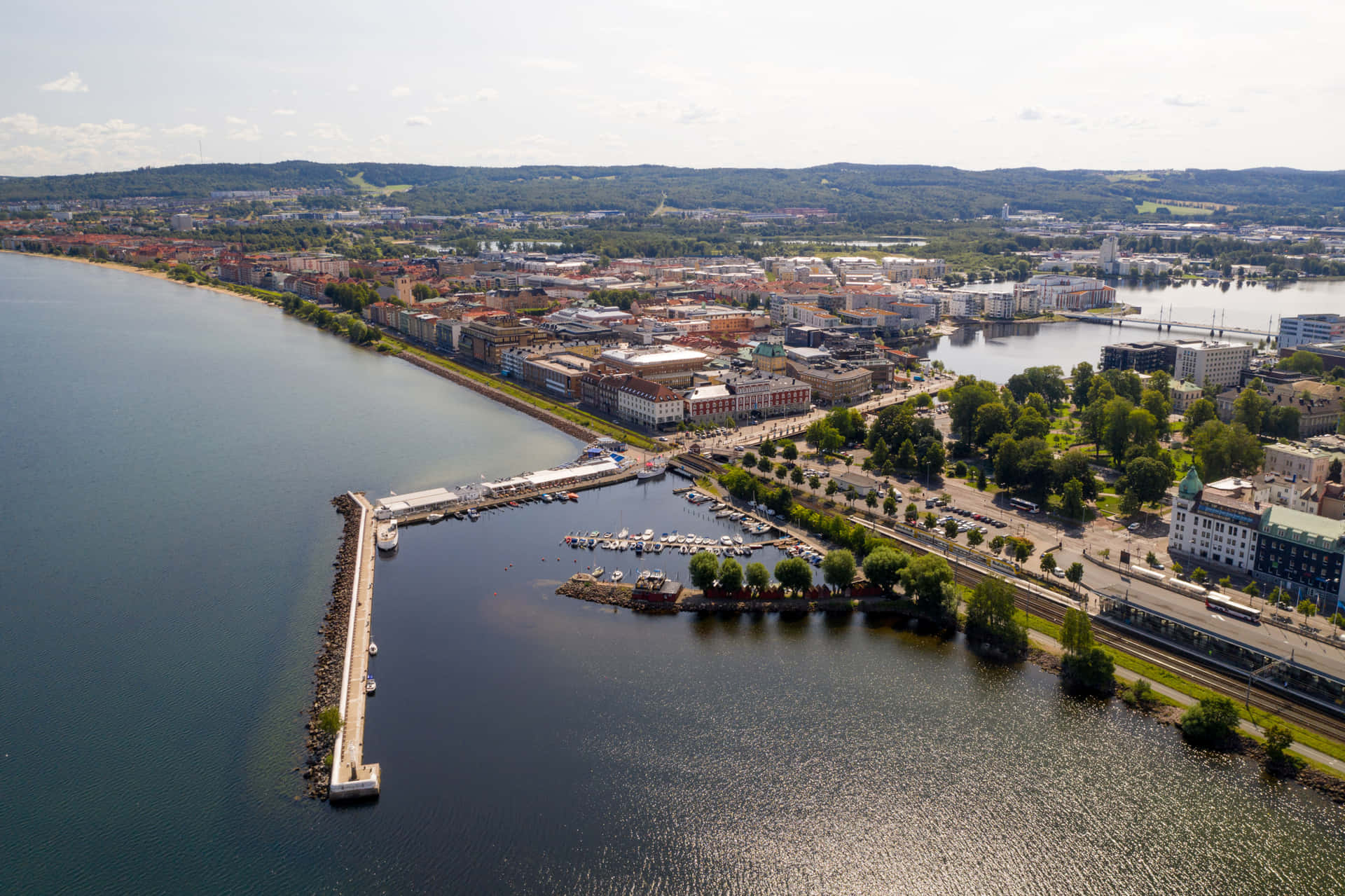 Vue Aérienne De Jönköping, Suède Fond d'écran