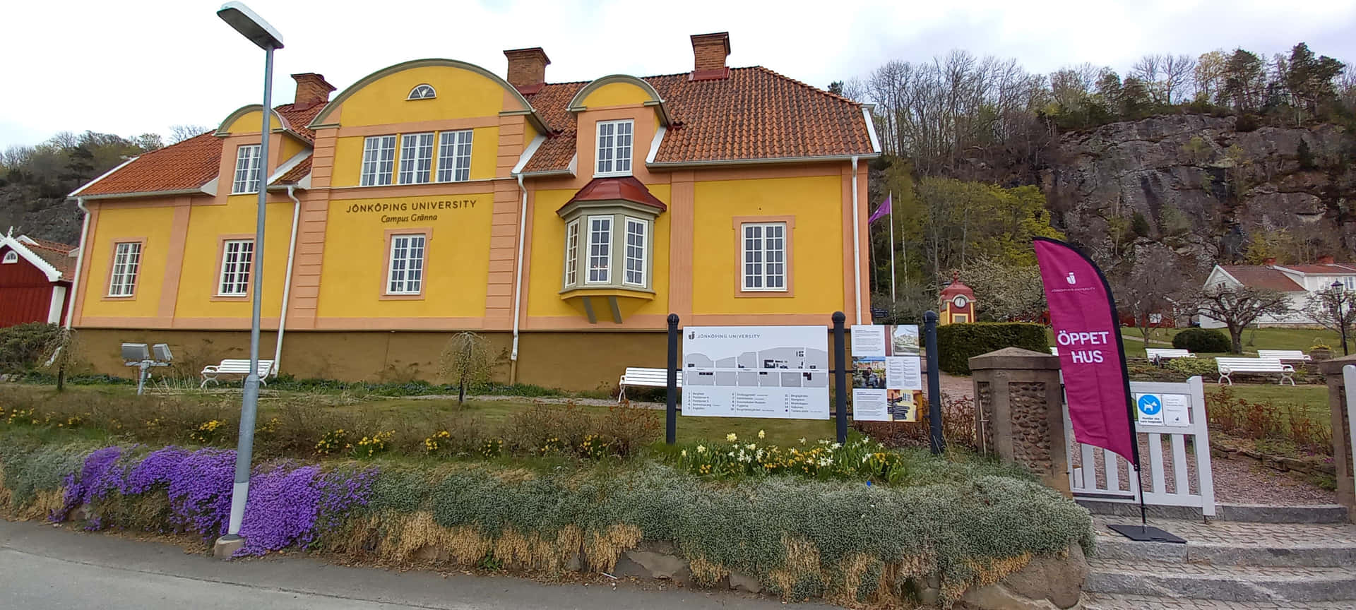 Jönköping Bylandskap Ved Solnedgang Bakgrunnsbildet