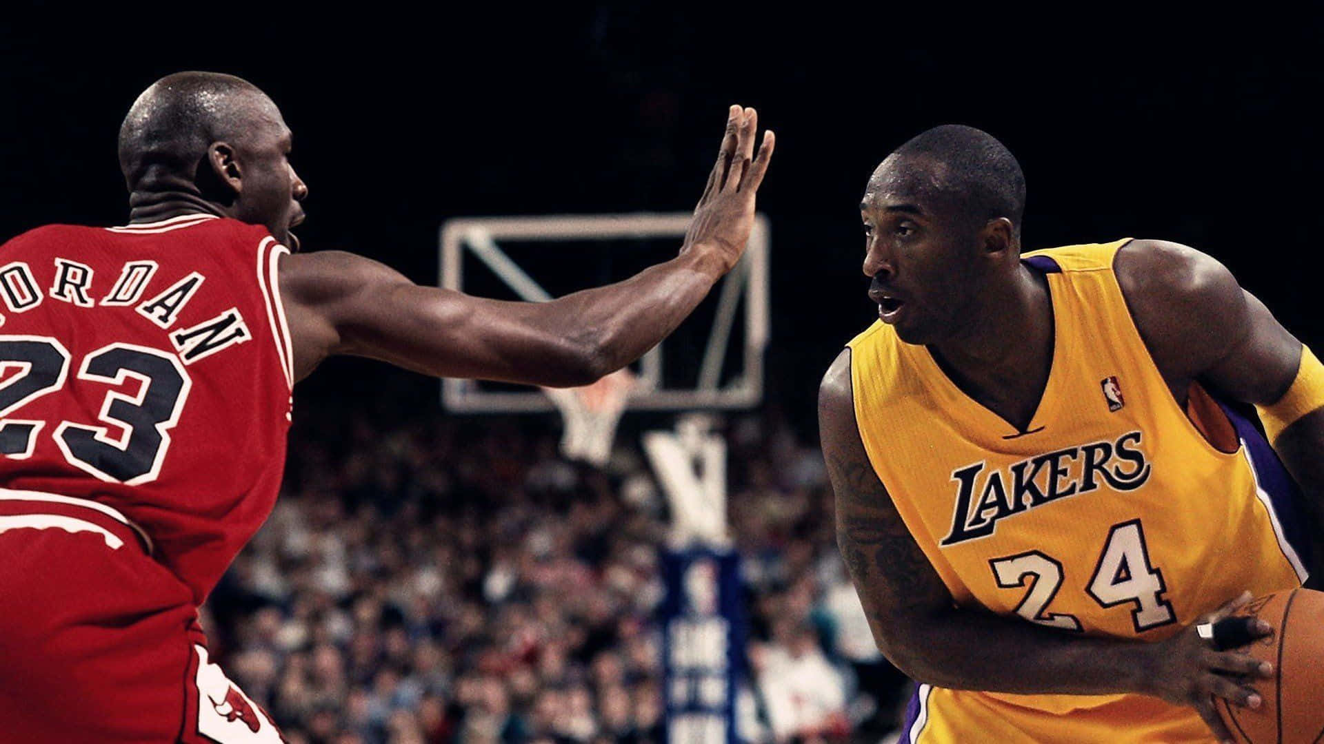 Michael Jordan and Kobe Bryant Together in a Legendary Moment Wallpaper