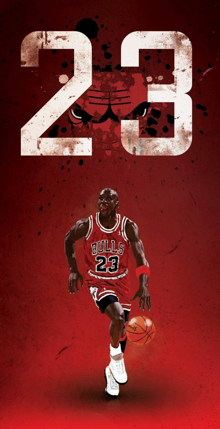 Legendariskebasketspelaren Michael Jordan Skjuter En Jumper Wallpaper