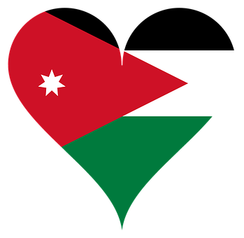 Jordan Flag Heart Shaped PNG