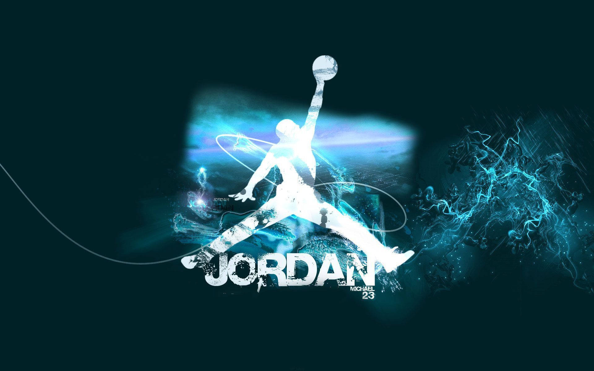 Jordan Logo Mixed Blue Colors Wallpaper