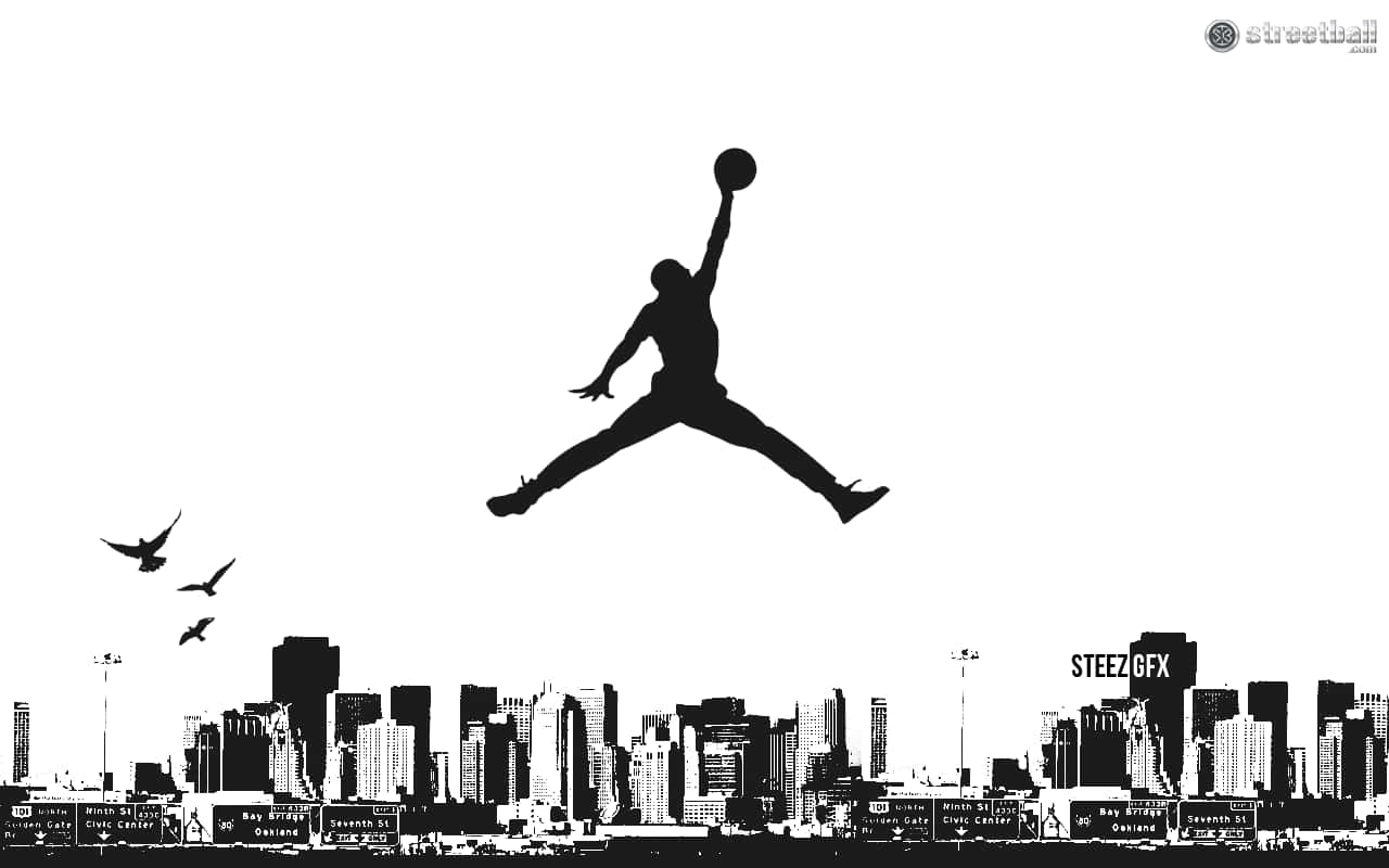 Das'jumpman'-logo Auf Einem Jordan Handy Wallpaper