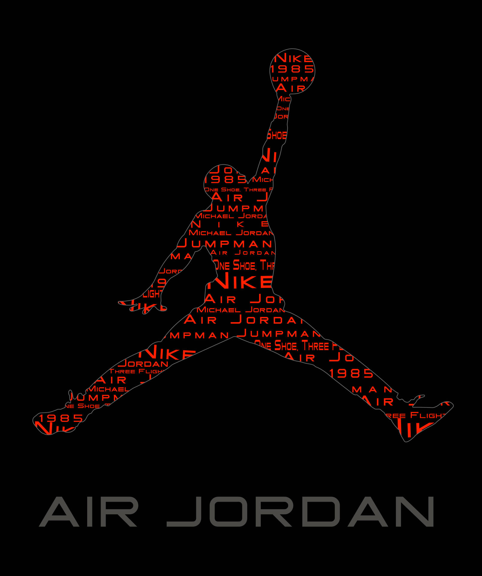 Jordan Logo Red Outline Text Wallpaper