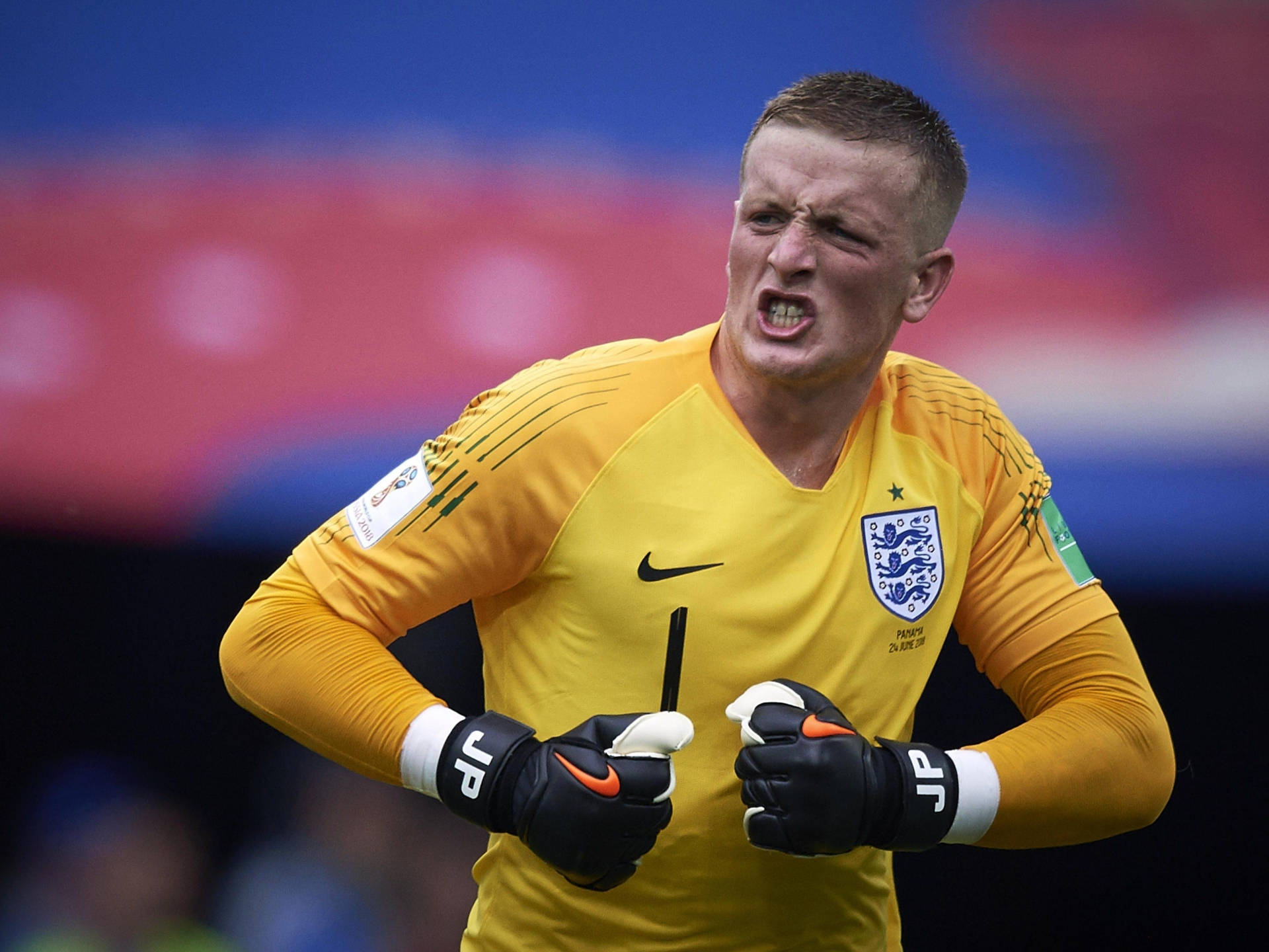 Jordan Pickford With Clenched Fists Wallpaper