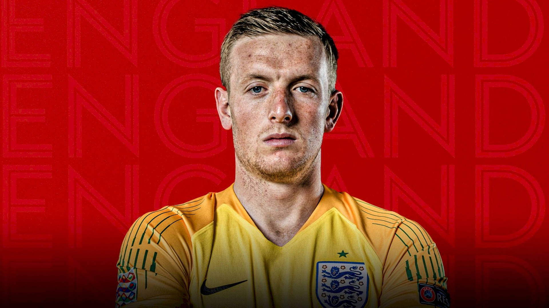 Jordan Pickford With Red Background Wallpaper