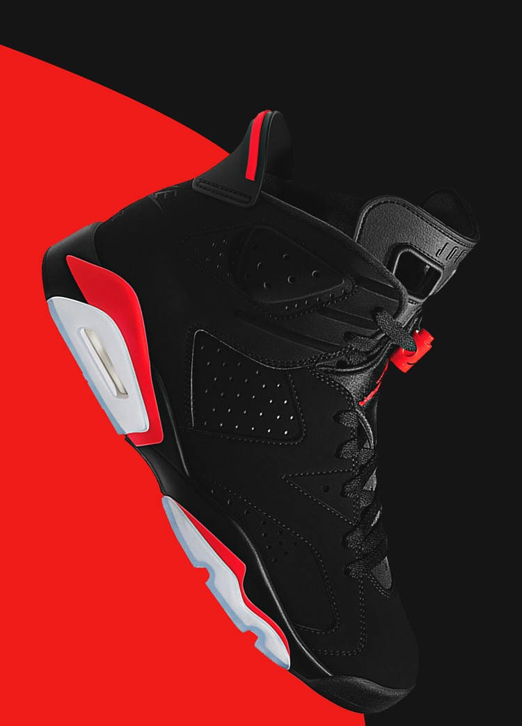 Nike Air Jordan 6 Retro - Sort Rød Wallpaper