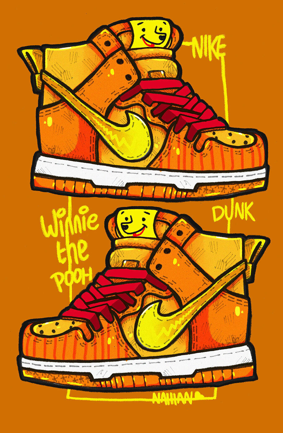 Nike Dunk Orange And Yellow Sneakers Wallpaper