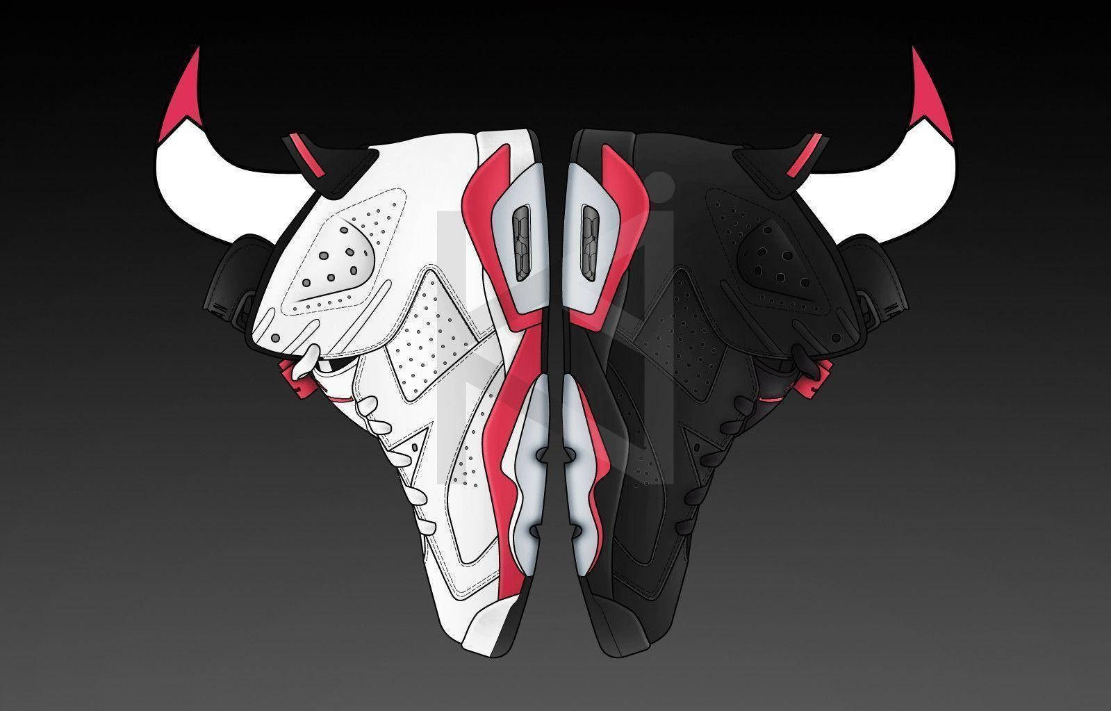 Jordan Shoes Forming A Bull Wallpaper
