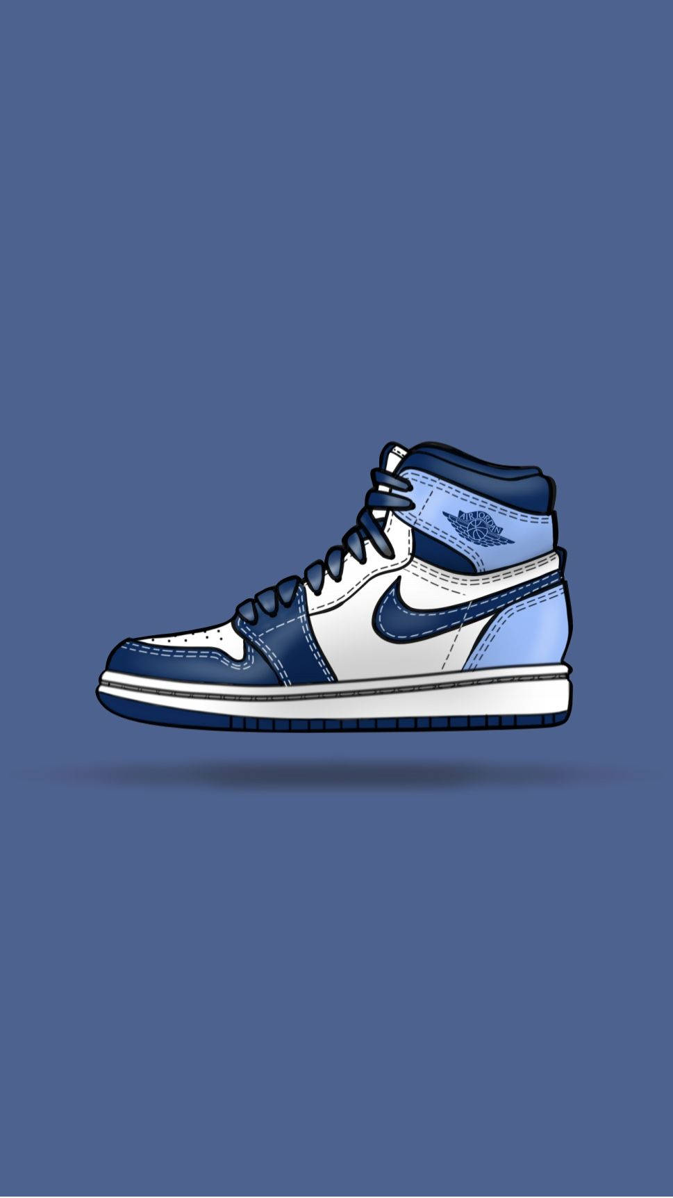 Einblauer Und Weißer Nike-sneaker Auf Einem Blauen Hintergrund. Wallpaper