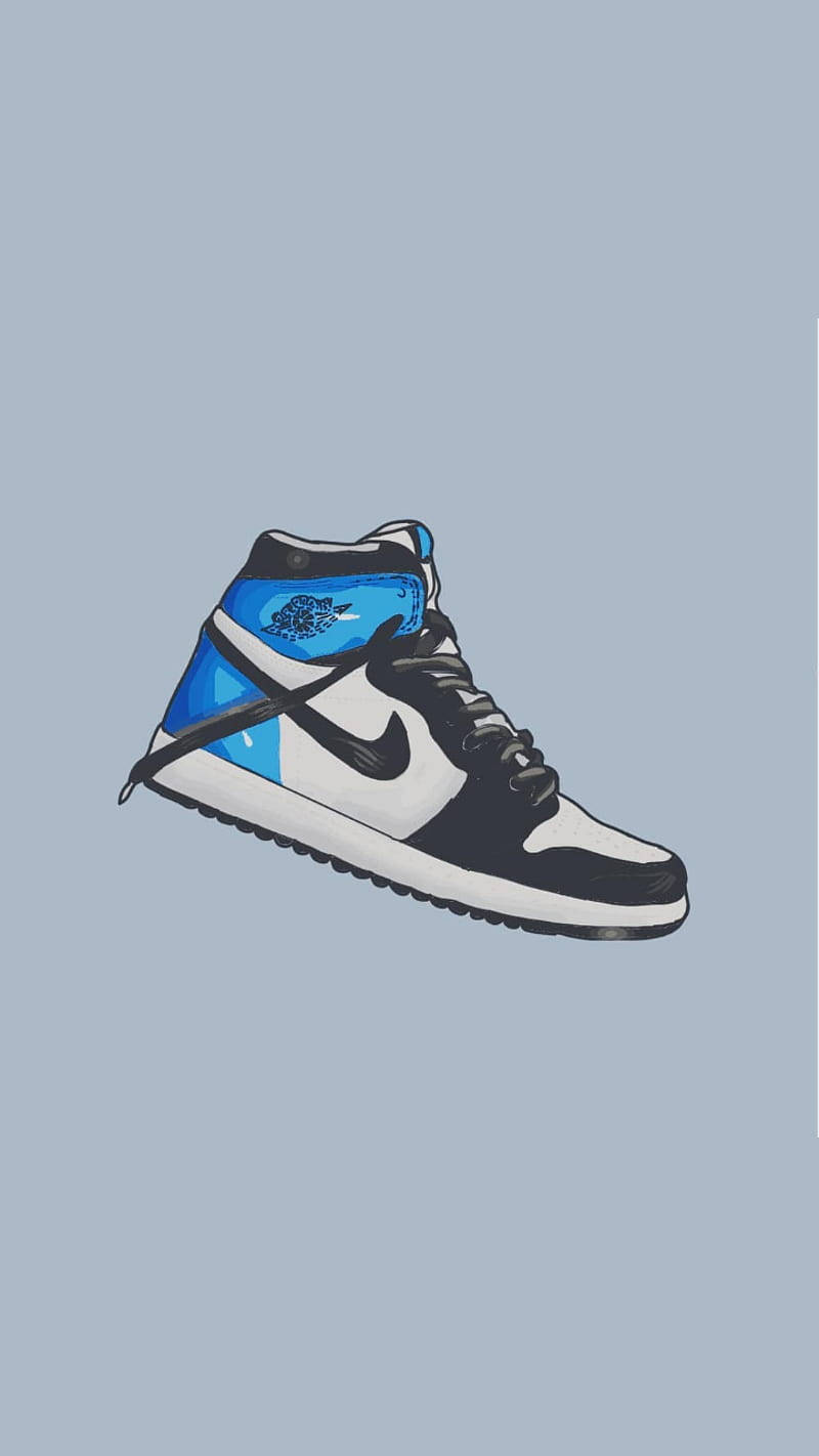A Sneaker With A Blue And Black Design Wallpaper
