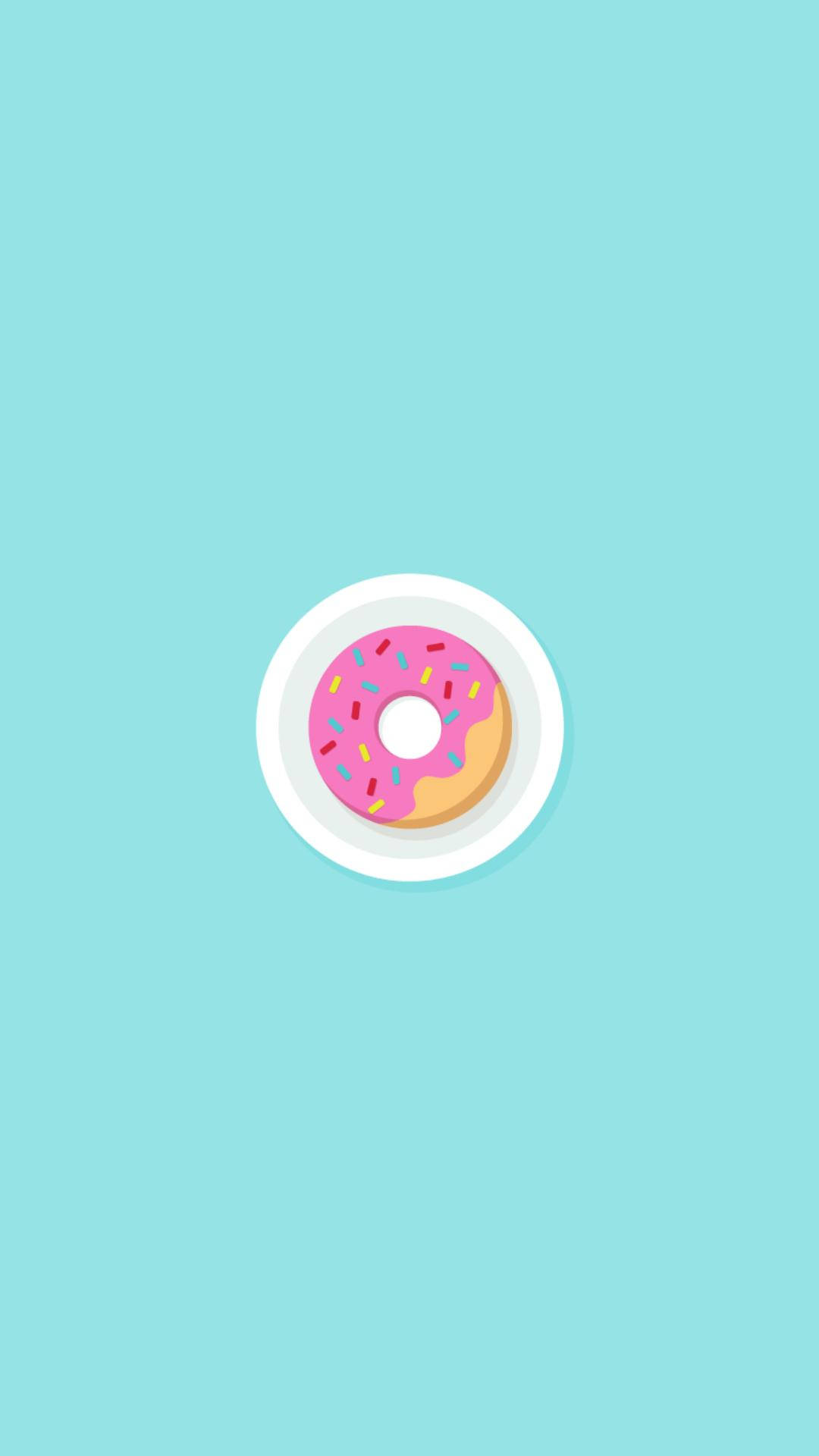Jordbær Donut Minimalistisk Iphone Wallpaper