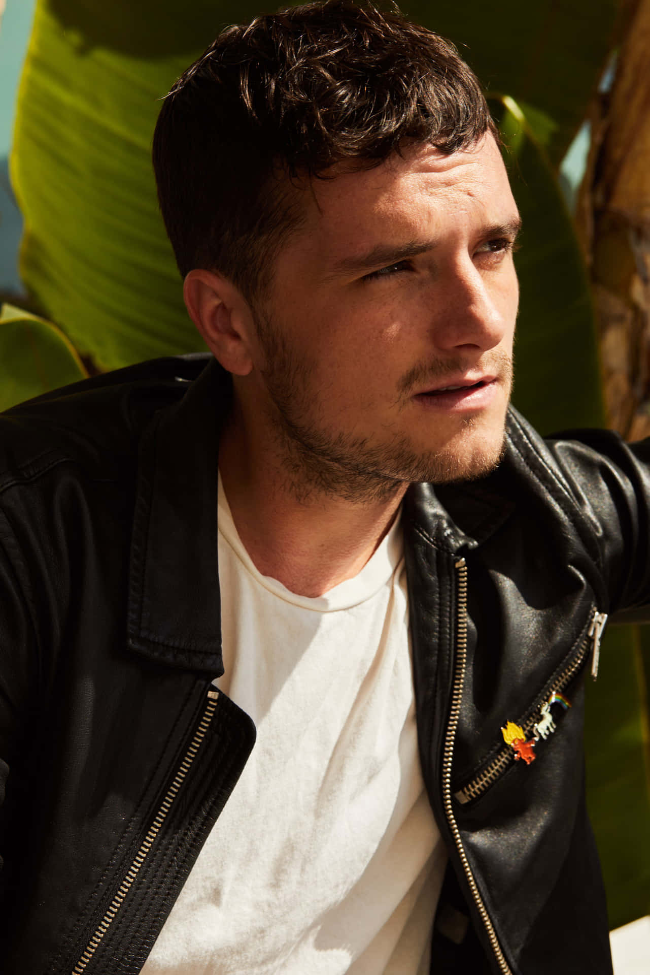 Josh Hutcherson Leather Jacket Portrait Wallpaper
