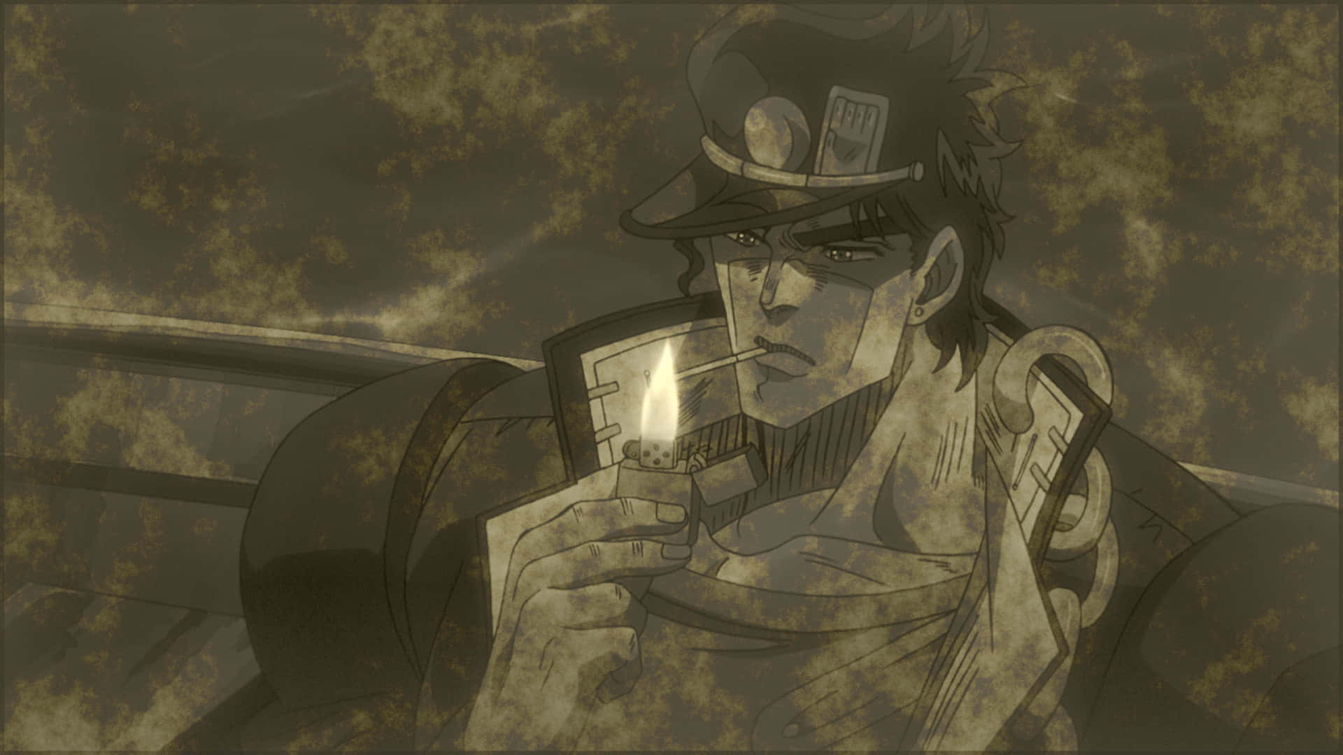 Jotaro Kujo standing tall with gritted determination Wallpaper
