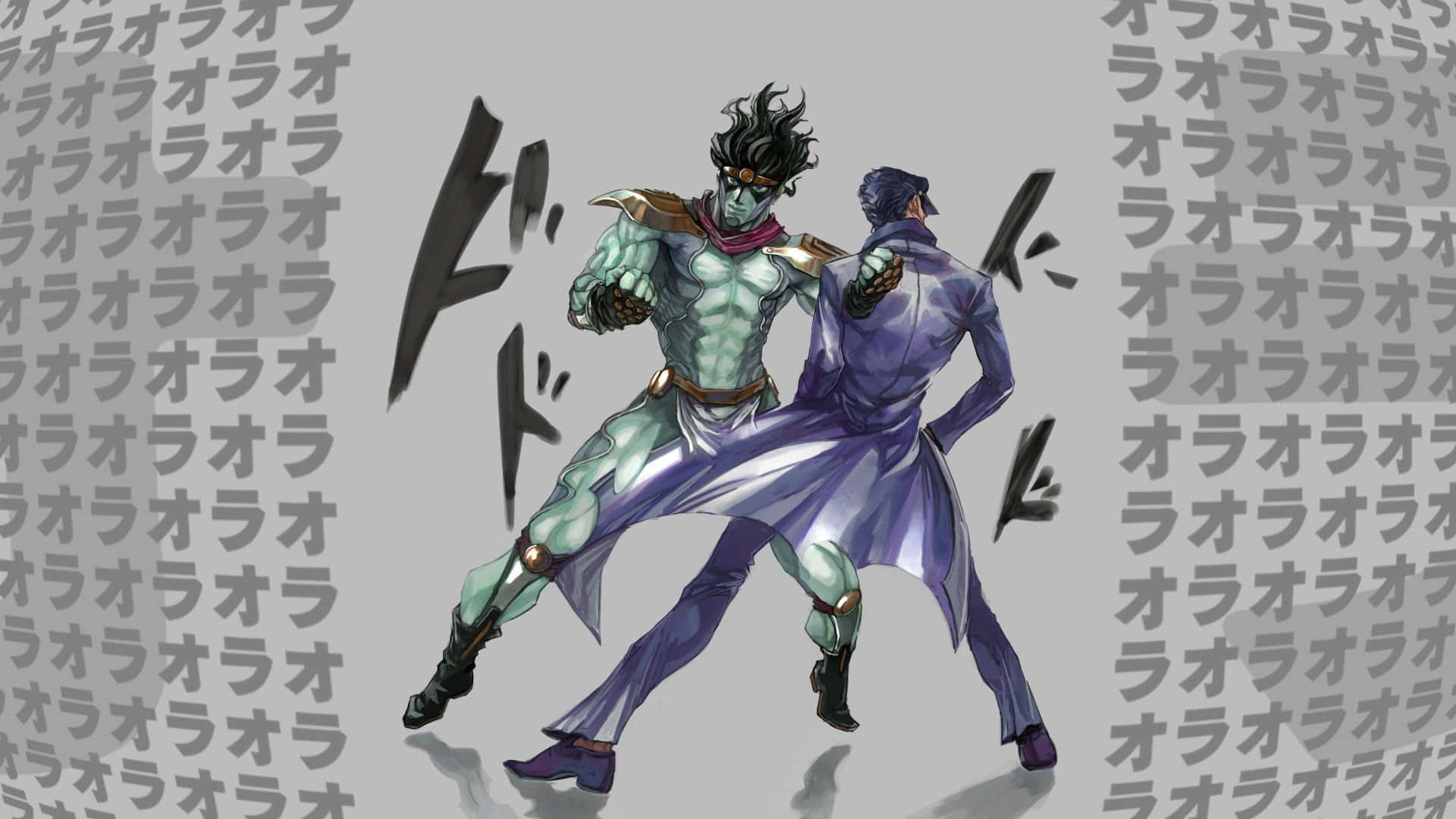 Jotaro Kujo striking a pose in his iconic hat and jacket Wallpaper