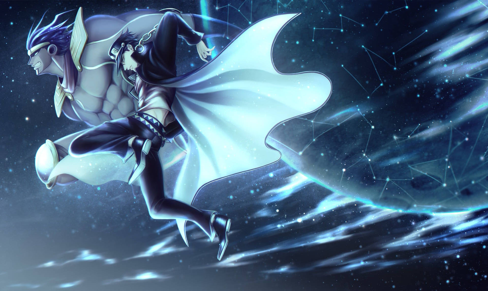 Jotaro Kujo harnessing the power of Star Platinum to vanquish evil! Wallpaper
