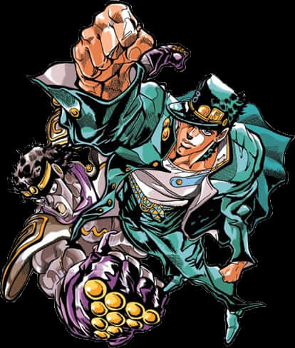 Jotaroand Star Platinum Illustration PNG