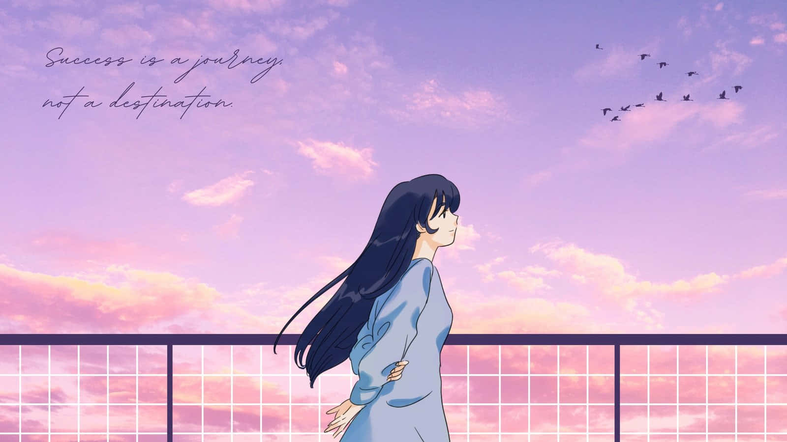 Journeyto Success Anime Girl Sunset Wallpaper