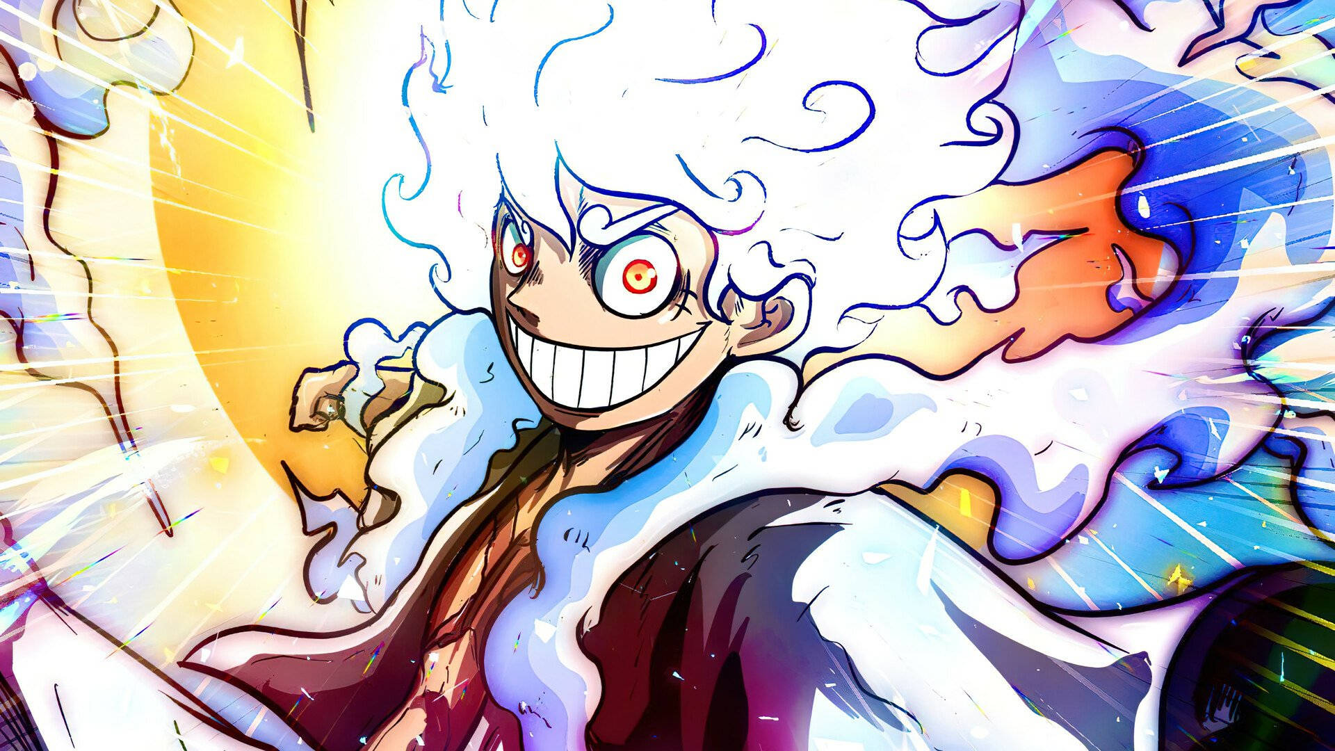 Joy Boy Luffy In White Hair Background