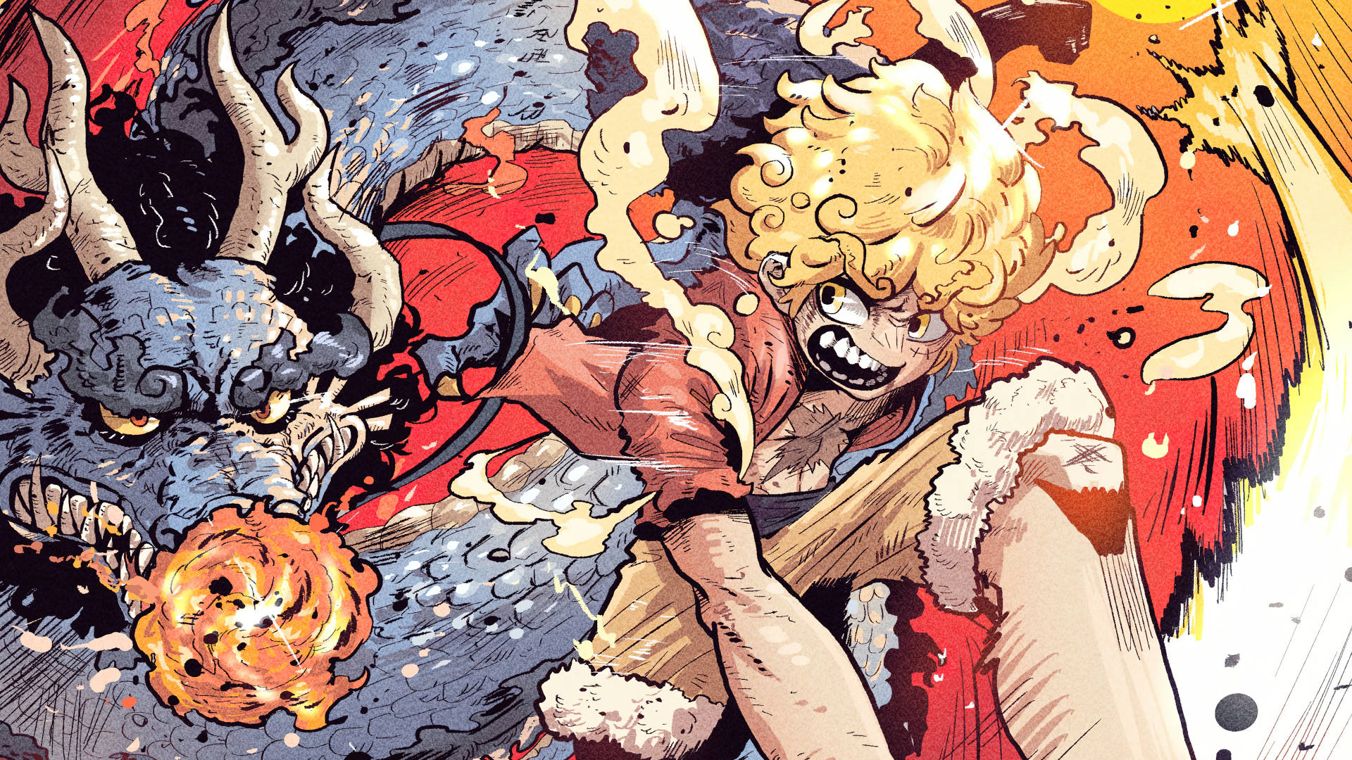 Joy Boy Luffy Vs Dragon Wallpaper