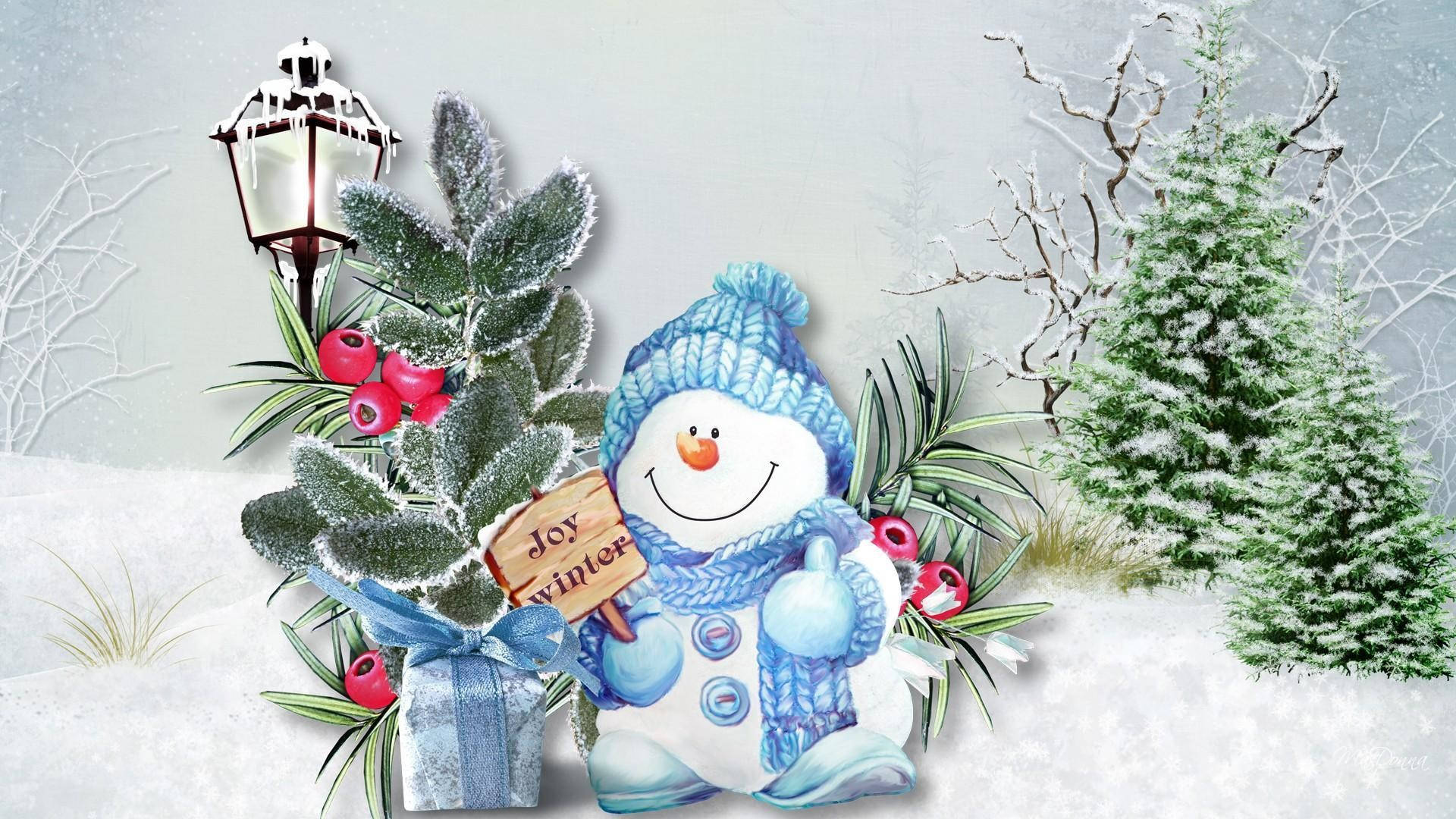 Alegríade Invierno Con Un Muñeco De Nieve. Fondo de pantalla