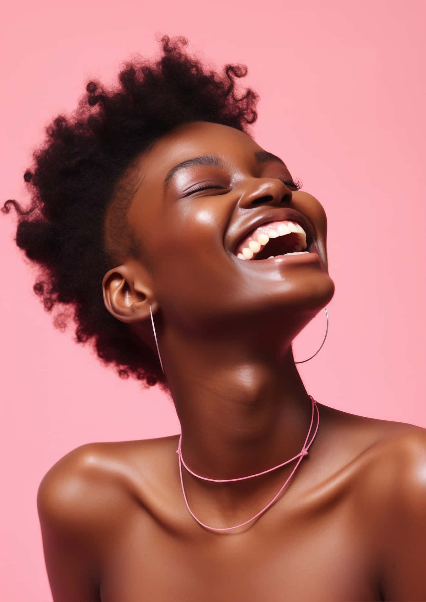 Joyful African American Woman Laughing Wallpaper