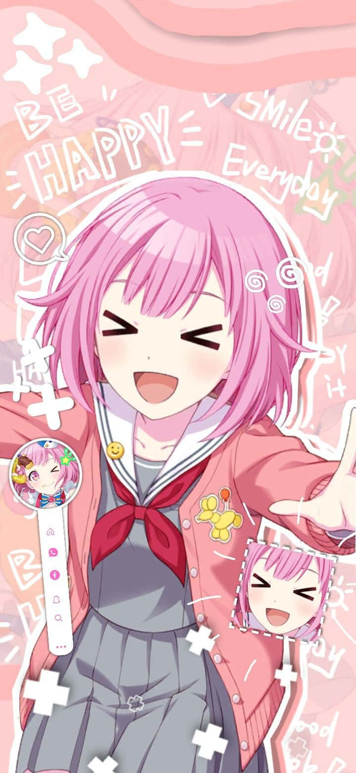 Joyful_ Anime_ Character_ Pink_ Hair Wallpaper