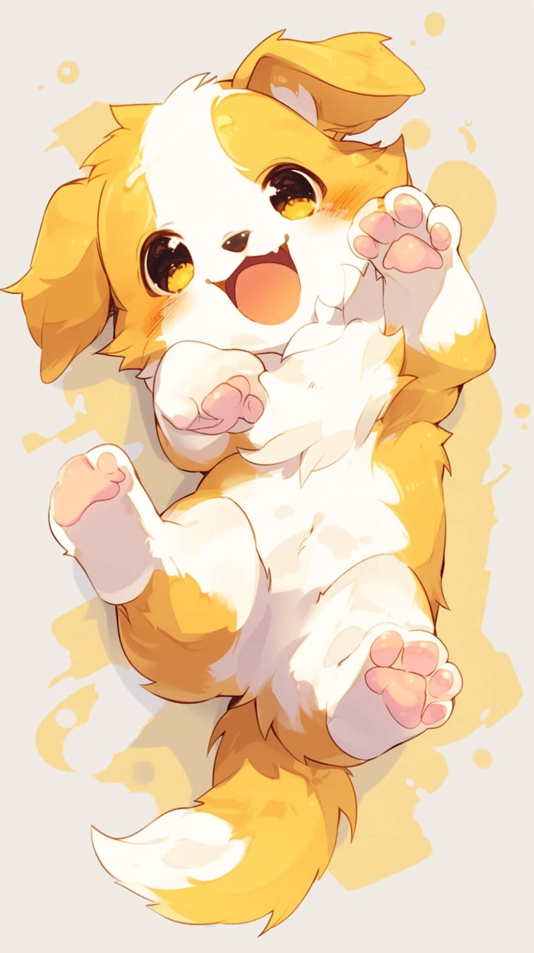 Joyful Anime Puppy Illustration Wallpaper