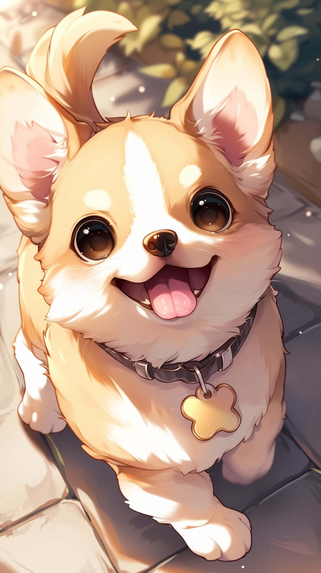 Joyful_ Anime_ Puppy_ Smiling Wallpaper