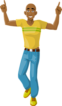 Joyful Cartoon Man Dancing PNG