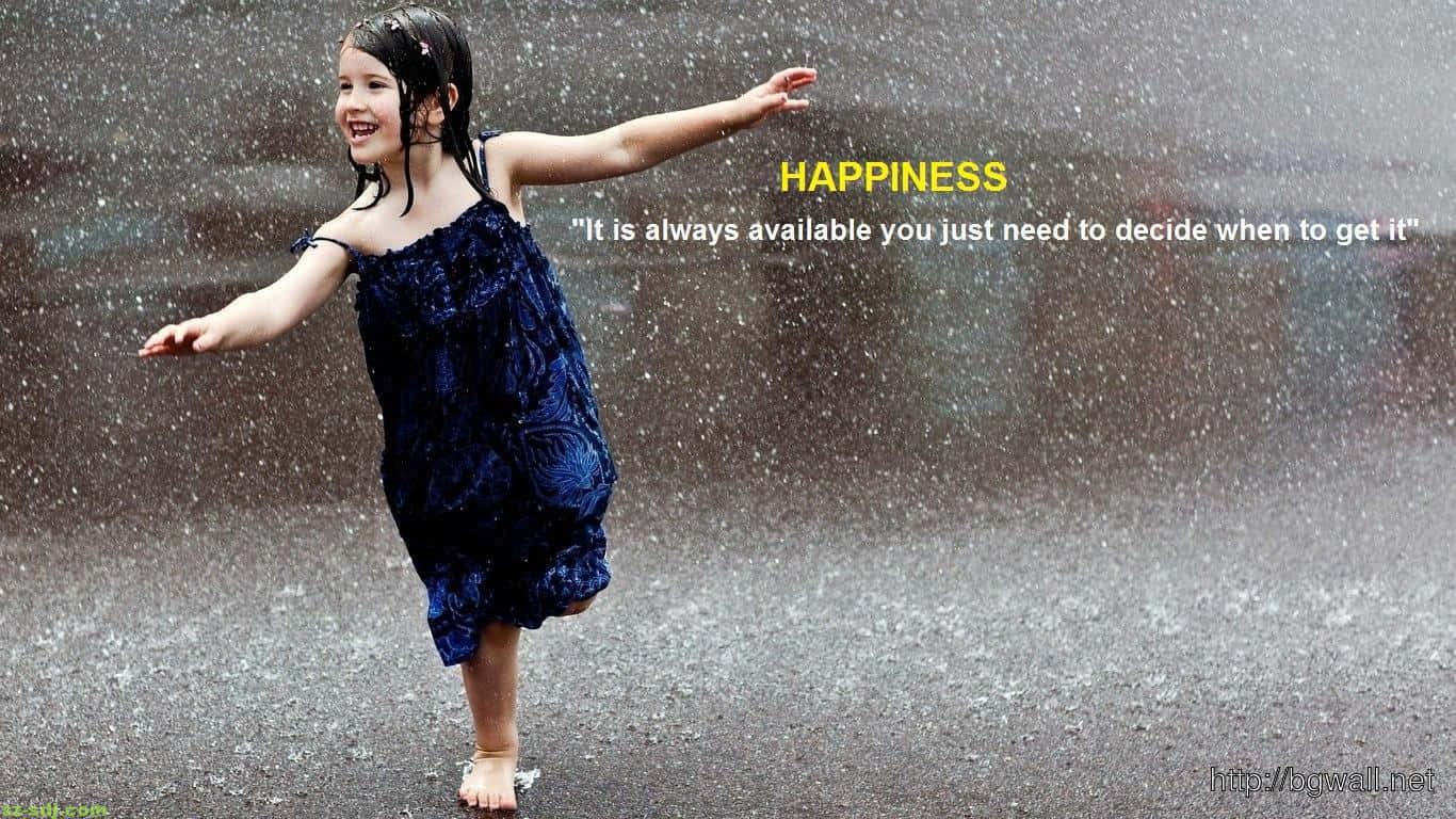 Joyful Childin Rain Happiness Quote Wallpaper