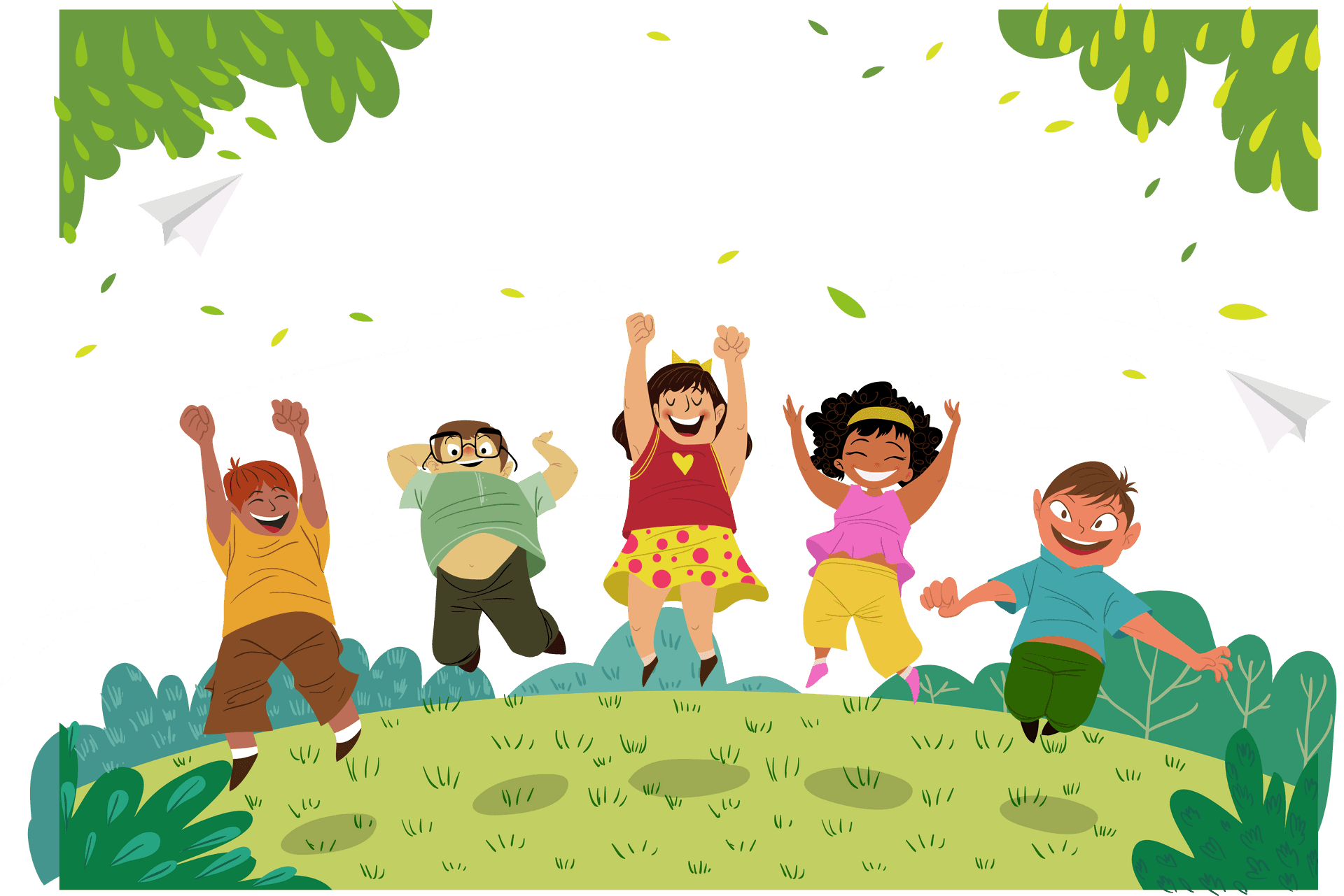 Joyful Children Playing Outdoors PNG