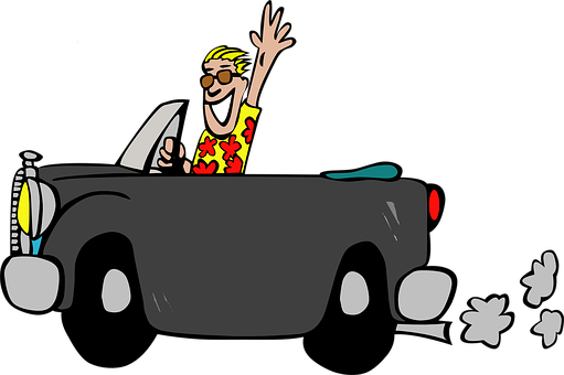 Joyful Drive Cartoon Man PNG