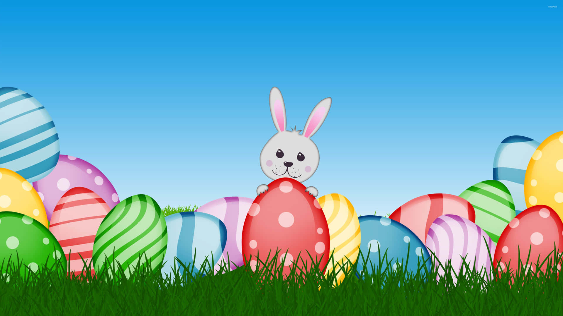 Joyful Easter Bunny Amid Festive Decorations