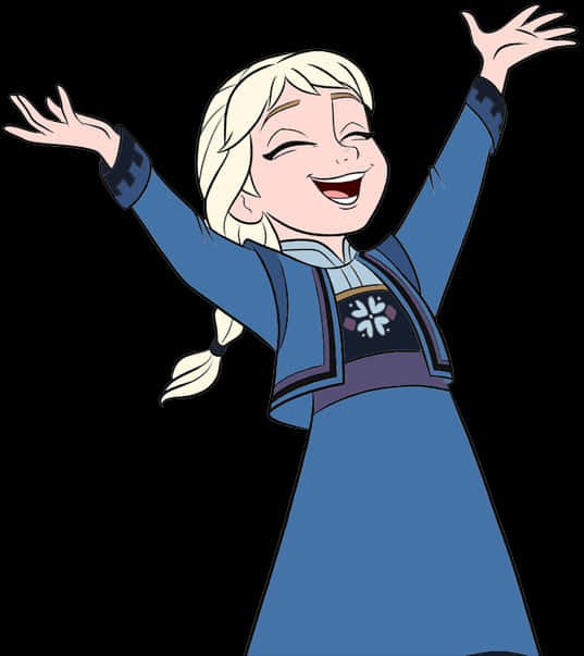 Joyful Elsa Animated Character PNG