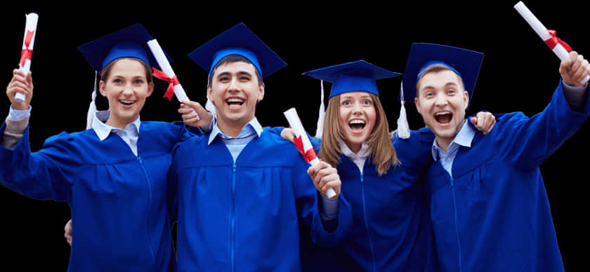 Joyful Graduates Celebrating With Diplomas.jpg PNG