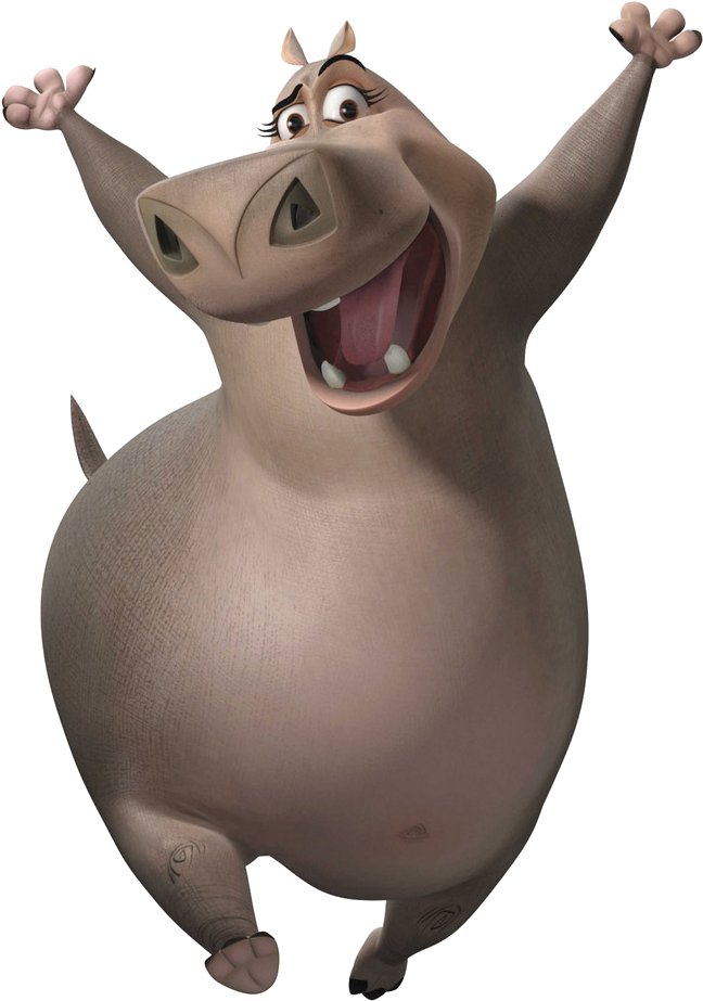 Joyful Hippo Character Madagascar PNG