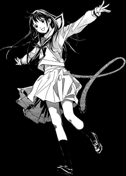 Joyful Manga Girl Sketch PNG