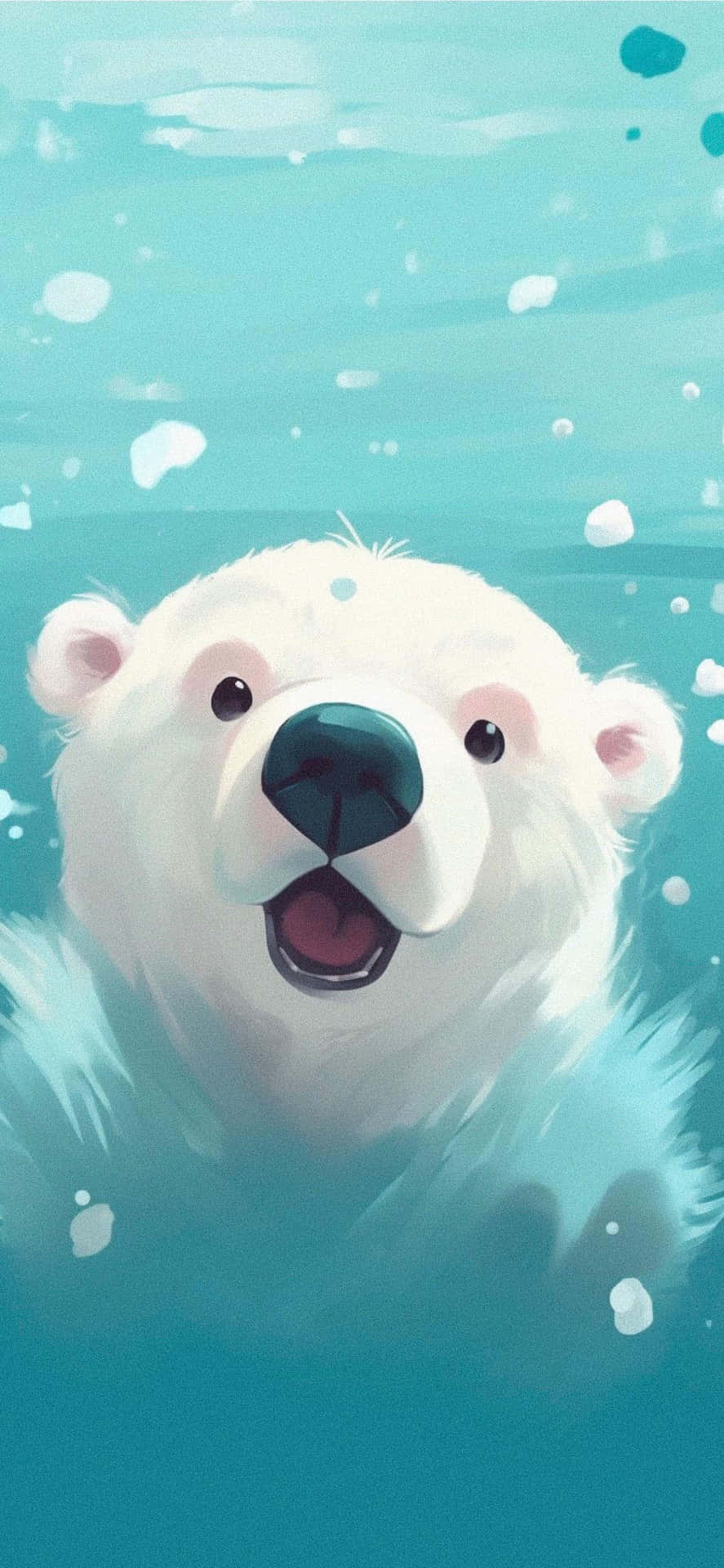 Joyful_ Polar_ Bear_ Swimming Wallpaper