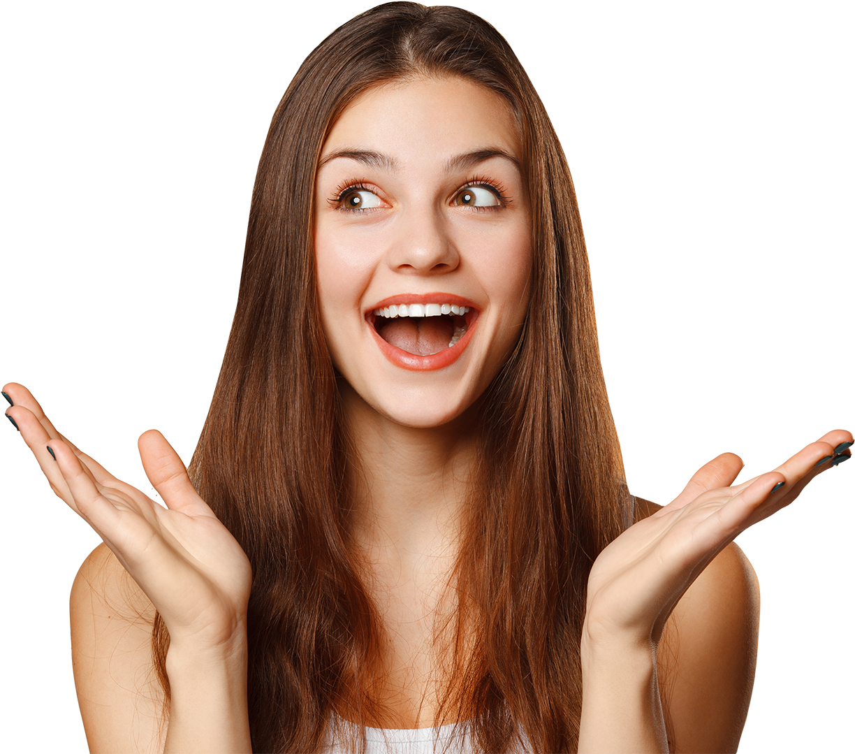 Joyful Surprise Expression Woman PNG